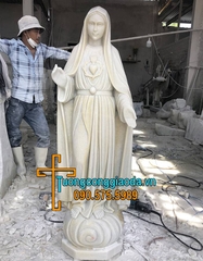 Tượng Đức Mẹ Fatima Đá Trắng Nguyên Khối