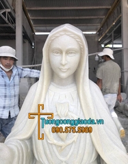 Tượng Đức Mẹ Fatima Đá Trắng Nguyên Khối