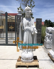 Tượng Đức Mẹ Fatima Giang Tay Bằng Đá Trắng Đẹp