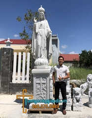 Tượng Đức Mẹ Fatima Giang Tay Bằng Đá Trắng Đẹp