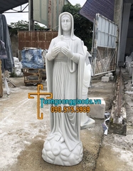 Tượng Đức Mẹ Hòa Bình Đá Cẩm Thạch Trắng Đẹp