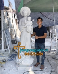 Tượng Đức Mẹ La Vang Đá Cẩm Thạch Trắng Đẹp Loại 1