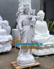Tượng Mẹ Maria Bồng Chúa Hài Đồng Bằng Đá Đẹp Cao 1m6