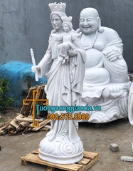 Tượng Mẹ Maria Bồng Chúa Hài Đồng Bằng Đá Đẹp Cao 1m6