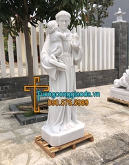 Tượng Thánh An Tôn Đá Cẩm Thạch Trắng Đẹp Cao 1m6