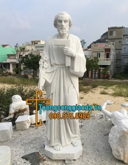 Tượng Thánh Cả Giuse Đá Trắng Nguyên Khối