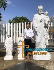 Tượng Thánh Giuse Bằng Đá Trắng Đẹp Cao 2m5
