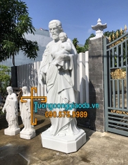 Tượng Thánh Giuse Bằng Đá Trắng Đẹp Cao 2m5