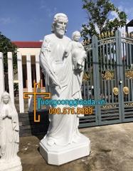 Tượng Thánh Giuse Bằng Đá Trắng Đẹp Cao 2m5
