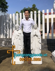 Tượng Thánh Giuse Thợ Bằng Đá Trắng Đẹp Cao 1m2