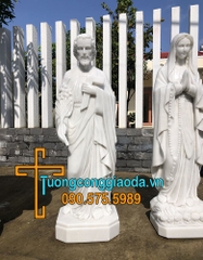 Tượng Thánh Giuse Thợ Bằng Đá Trắng Đẹp Cao 1m2