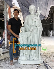 Tượng Thánh Giuse Dắt Tay Chúa Giesu Bằng Đá Cẩm Thạch Đẹp