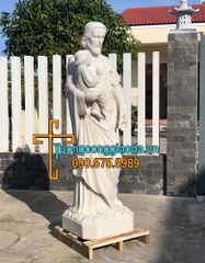 Tượng Thánh Giuse Bồng Chúa Bằng Đá Trắng Đẹp Cao 2m Về Vĩnh Long