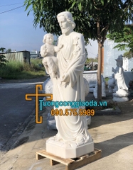 Tượng Thánh Giuse Bồng Chúa Bằng Đá Trắng Đẹp Cao 2m Về Vĩnh Long
