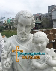 Tượng Thánh Giuse Đá Cùng Chúa Hài Đồng Cao 1m5