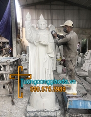 Tượng Thánh Vinh Sơn Đá Trắng Đẹp Cao 2m Về Cà Mau