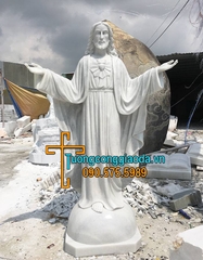 Tượng Trái Tim Chúa Bằng Đá Trắng Nguyên Khối