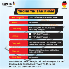 Quạt sưởi nhà tắm thông minh CREEN CR-SMH688