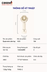 Quạt tích điện phun sương cầm tay Creen CR-H20