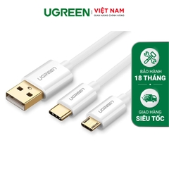 USB-A to Micro USB + USB Type C Data cable 1M White Default Title 30576