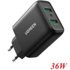 UGREEN Dual USB-A QC 3.0 36W Charger Black CD161 10216