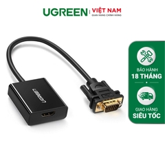 UGREEN HU-516 HDMI Female to VGA Male Cable 30cm (Black) 20694 20694