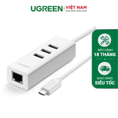 USB Type C to Ethernet+USB HUB Trắng 20792