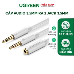 Dây Audio chuyển tai nghe 3.5mm sang 2 đầu Mic và Phone tiếp xúc mạ vàng 20CM 10790