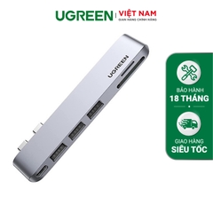 UGREEN 2xUSB-C to 3xUSB3.0-A+SD+TF+PD Multifunction Adapter Aluminum Shell (Space Gray) CM251 60560