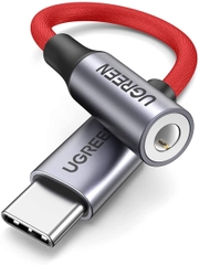 UGREEN USB-C Male to 3.5mm Female Audio Cable Compatible Chip Braid 0.1m (Space Gray) AV161 70859