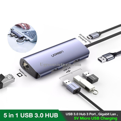 UGREEN USB 3.0 to Gigabit + 3*USB3.0 Converter Gray CM252 60719