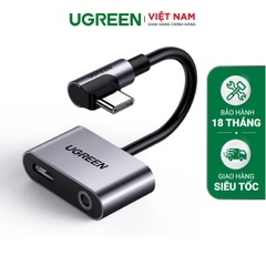 UGREEN Angled USB-C to 3.5mm Audio + USB-C Adapter with Power Supply CM193 60715