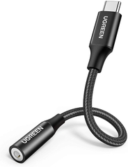 UGREEN USB-C Male to 3.5mm Female Audio Cable Black Braided 0.1m AV142 70858