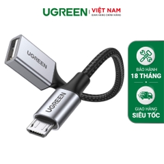 UGREEN Micro USB Male to USB A Female 2.0 OTG Aluminum Shell Nickel Plating (Black) 30895