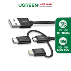 Dây đa năng USB ra micro USB + type c + Lightning ABS + TPE 1.5M 50206