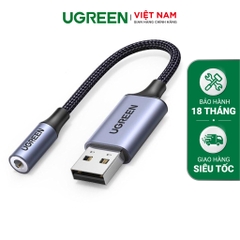 UGREEN USB 2.0 to 3.5mm Audio Adapter Aluminum Alloy 25cm (Dark Gray) 30757