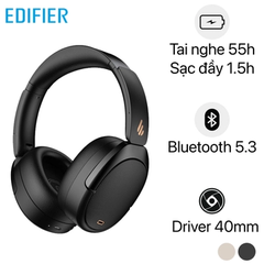 Tai nghe chụp đầu không dây EDIFIER Bluetooth 5.3, model WH950NB, dải tần: 20HZ-40KHZ, dung lượng pin 480mAh, màu đen, công suất thu phát không dây dưới 60mW