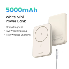 Pin sạc dự phòng cho điện thoại, 5000mAh Li-ion, màu be 1 cổng đầu ra hỗ trợ sạc không dây(25207) điện áp vào 5V3A 9V1.67A