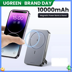 Pin sạc dự phòng cho điện thoại, 10000mAh Li-ion, màu xám 1 cổng đầu ra hỗ trợ sạc không dây(15086) điện áp vào 5V/3A-12V/1.67A
