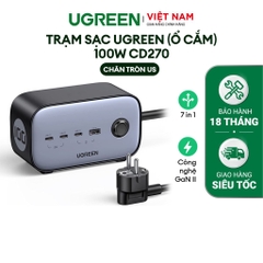 Sạc điện thoại laptop DigiNest Pro 3 cổng USB-C và 1 cổng USB 100W màu đen dây cắm dài 1m8 Ugreen  40896  CD270