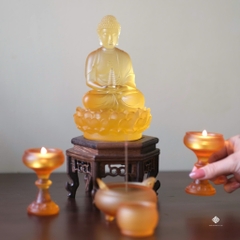 Tượng Phật Dược Sư Lưu Ly vàng 18cm