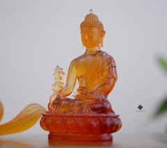 Tượng Đức Phật Dược Sư Liên Hoa lưu ly hổ phách
