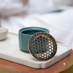 Lư gốm nan sao 6 cánh xanh lá
