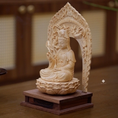 Tượng Quan Âm Bồ tát gỗ hinoki Nhật Bản 25cm