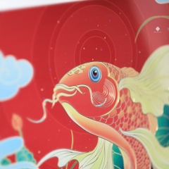 Tranh đồng khắc tay Liên hoa ngư vũ