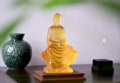 Tượng Quan Âm Bồ tát lưu ly vàng 28cm