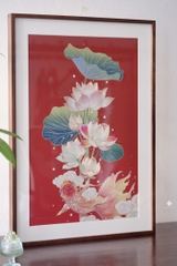 Tranh đồng khắc tay Liên ngư hỷ lạc