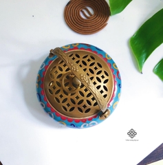 Lư đồng pháp lam xanh dương có quai