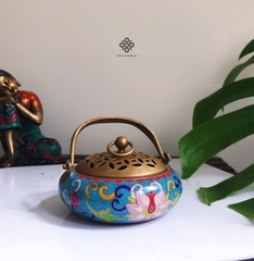 Lư đồng pháp lam xanh dương có quai