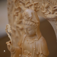 Tượng Quan Âm Bồ tát gỗ hinoki Nhật Bản 25cm